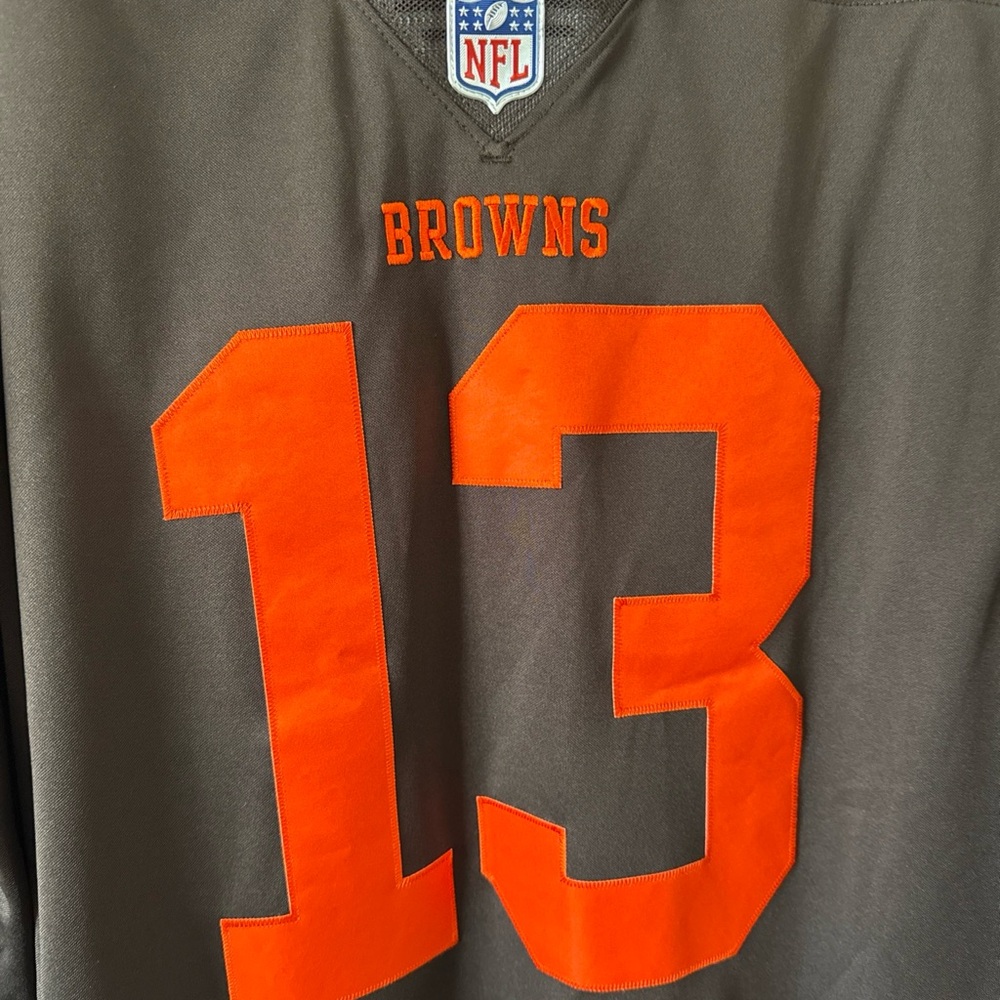 NFL Men's Dark Brown and Bright Orange Jersey - Picture 2 of 6